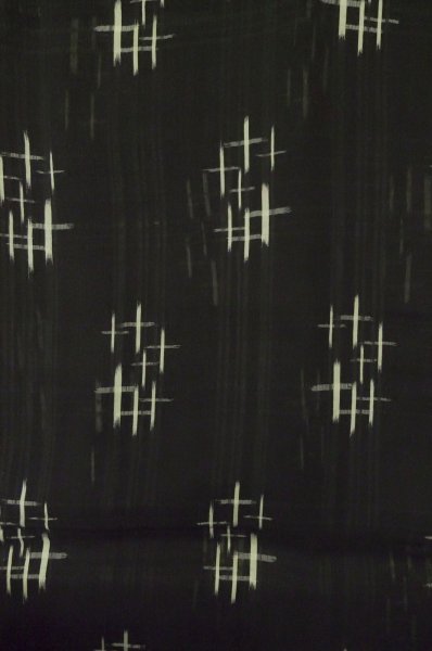 Photo4: P0801C Antique Japanese kimono Black HITOE unlined for women / Silk. Parallel Cross (Grade D) (4)