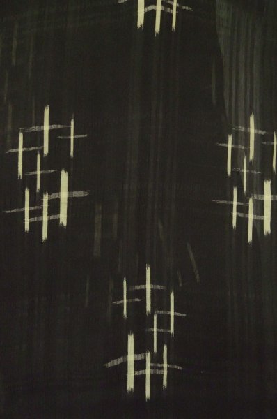 Photo7: P0801C Antique Japanese kimono Black HITOE unlined for women / Silk. Parallel Cross (Grade D) (7)
