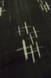 Photo8: P0801C Antique Japanese kimono Black HITOE unlined for women / Silk. Parallel Cross (Grade D) (8)
