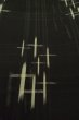 Photo9: P0801C Antique Japanese kimono Black HITOE unlined for women / Silk. Parallel Cross (Grade D) (9)
