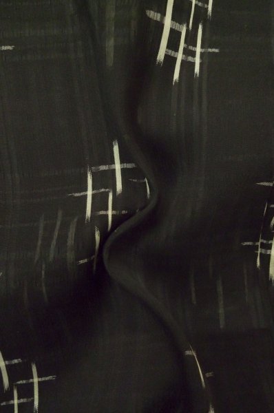 Photo10: P0801C Antique Japanese kimono Black HITOE unlined for women / Silk. Parallel Cross (Grade D) (10)