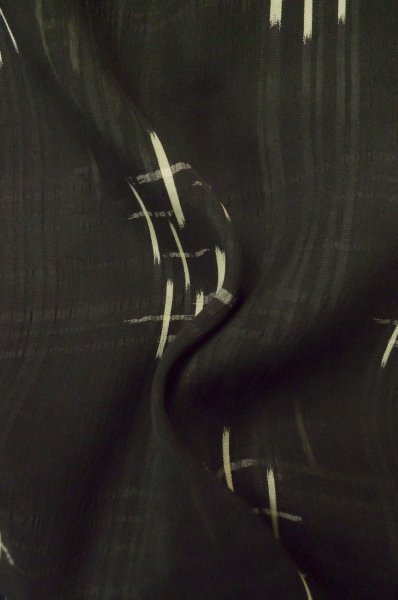 Photo11: P0801C Antique Japanese kimono Black HITOE unlined for women / Silk. Parallel Cross (Grade D) (11)