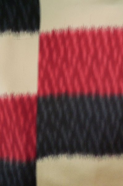 Photo3: P0801D Antique Japanese kimono Multi Color ORI woven for women / Silk. Plaid Checks (Grade B) (3)