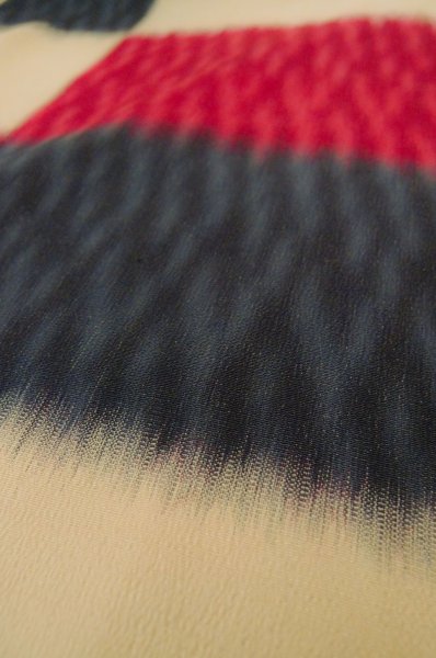 Photo8: P0801D Antique Japanese kimono Multi Color ORI woven for women / Silk. Plaid Checks (Grade B) (8)