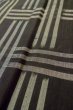 Photo8: Mint P0801E Vintage Japanese kimono Black TSUMUGI pongee for women / Silk. Plaid Checks (Grade A) (8)