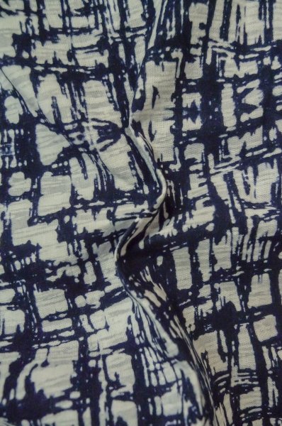 Photo11: P0801F Vintage Japanese kimono Indigo Blue YUKATA summer(made in Japan) for women / Cotton. Plaid Checks (Grade B) (11)
