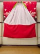 Photo2: P0818A Used Japanese kimono Dark Red Kimono for Girls for women / Synthetic. SAKURA cherry blossom (Grade C) (2)