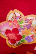 Photo10: P0818A Used Japanese kimono Dark Red Kimono for Girls for women / Synthetic. SAKURA cherry blossom (Grade C) (10)