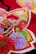 Photo11: P0818A Used Japanese kimono Dark Red Kimono for Girls for women / Synthetic. SAKURA cherry blossom (Grade C) (11)