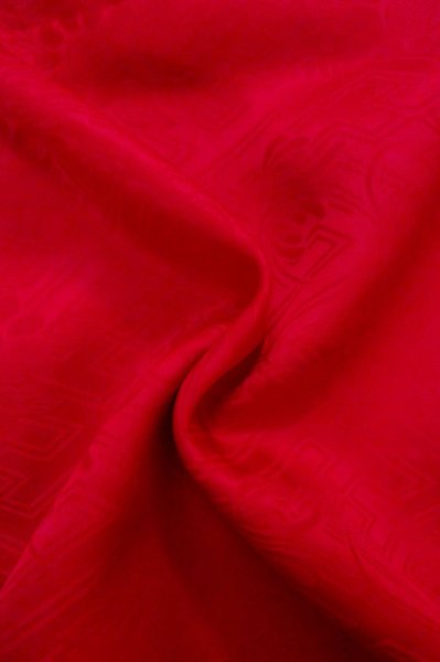 Photo15: P0818A Used Japanese kimono Dark Red Kimono for Girls for women / Synthetic. SAKURA cherry blossom (Grade C) (15)