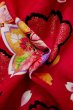 Photo16: P0818A Used Japanese kimono Dark Red Kimono for Girls for women / Synthetic. SAKURA cherry blossom (Grade C) (16)
