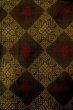 Photo3: P0818C Vintage Japanese kimono Dark Brown ORI woven for women / Silk. Diamond-shaped flowers (Grade B) (3)