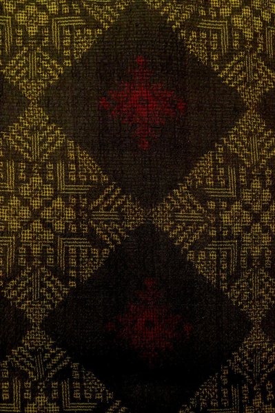 Photo7: P0818C Vintage Japanese kimono Dark Brown ORI woven for women / Silk. Diamond-shaped flowers (Grade B) (7)