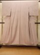 Photo1: P0818D Vintage Japanese kimono Pale Grayish Wisteria IROMUJI plain colored for women / Silk. (Grade B) (1)
