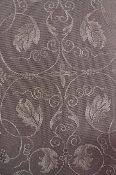 Photo7: P0818E Vintage Japanese kimono Grayish Wisteria IROMUJI plain colored for women / Silk., Base woven pattern: grapes. (Grade C) (7)