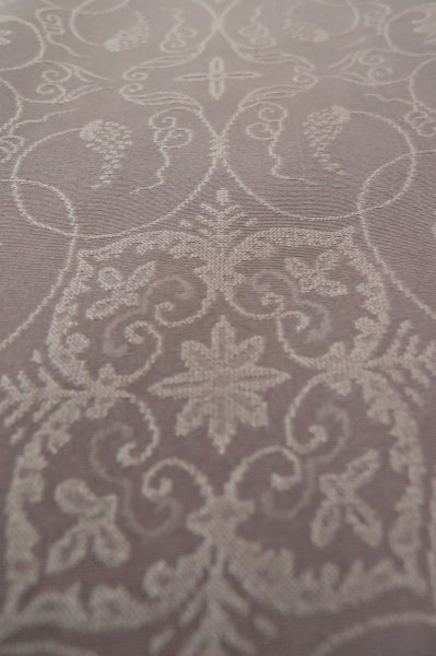 Photo10: P0818E Vintage Japanese kimono Grayish Wisteria IROMUJI plain colored for women / Silk., Base woven pattern: grapes. (Grade C) (10)