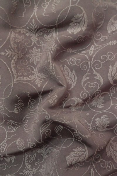 Photo13: P0818E Vintage Japanese kimono Grayish Wisteria IROMUJI plain colored for women / Silk., Base woven pattern: grapes. (Grade C) (13)