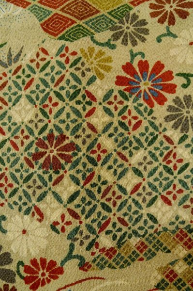Photo6: Mint P0818F Vintage Japanese kimono Grayish Beige KOMON dyed for women / Silk. Flower (Grade A) (6)