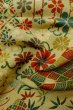 Photo12: Mint P0818F Vintage Japanese kimono Grayish Beige KOMON dyed for women / Silk. Flower (Grade A) (12)