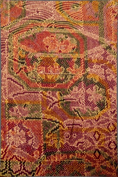 Photo6: Mint P0818H Vintage Japanese kimono Dark Dark Red TSUMUGI pongee for women / Silk. Chrysanthemum, Shell box pattern (Grade A) (6)