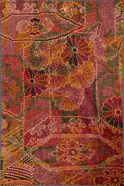 Photo7: Mint P0818H Vintage Japanese kimono Dark Dark Red TSUMUGI pongee for women / Silk. Chrysanthemum, Shell box pattern (Grade A) (7)