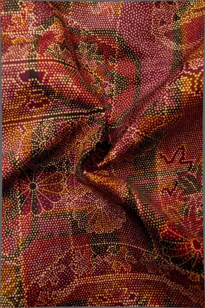 Photo12: Mint P0818H Vintage Japanese kimono Dark Dark Red TSUMUGI pongee for women / Silk. Chrysanthemum, Shell box pattern (Grade A) (12)