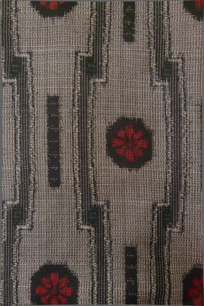 Photo7: P0818I Vintage Japanese kimono Gray TSUMUGI pongee for women / Silk. Chrysanthemum (Grade B) (7)