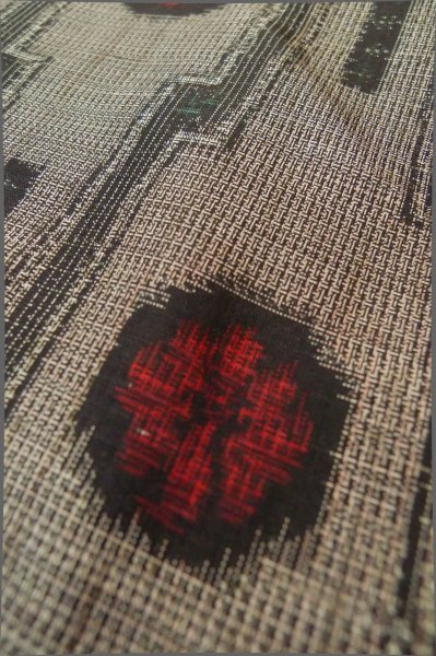 Photo8: P0818I Vintage Japanese kimono Gray TSUMUGI pongee for women / Silk. Chrysanthemum (Grade B) (8)