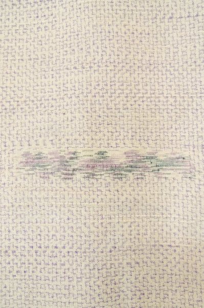 Photo7: P0818J Vintage Japanese kimono Purplish Off White TSUMUGI pongee for women / Silk. Flower (Grade B) (7)