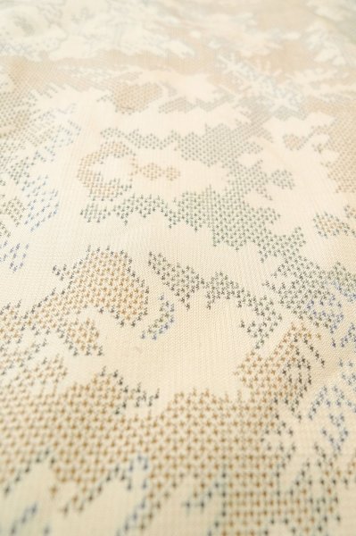 Photo9: P0818K Vintage Japanese kimono Multi Color TSUMUGI pongee for women / Silk. Tree (Grade C) (9)