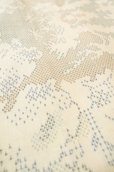 Photo10: P0818K Vintage Japanese kimono Multi Color TSUMUGI pongee for women / Silk. Tree (Grade C) (10)