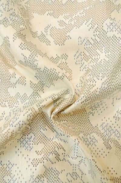 Photo11: P0818K Vintage Japanese kimono Multi Color TSUMUGI pongee for women / Silk. Tree (Grade C) (11)