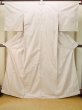 Photo1: P0818L Vintage Japanese kimono White TSUMUGI pongee for women / Silk. Cross (Grade B) (1)
