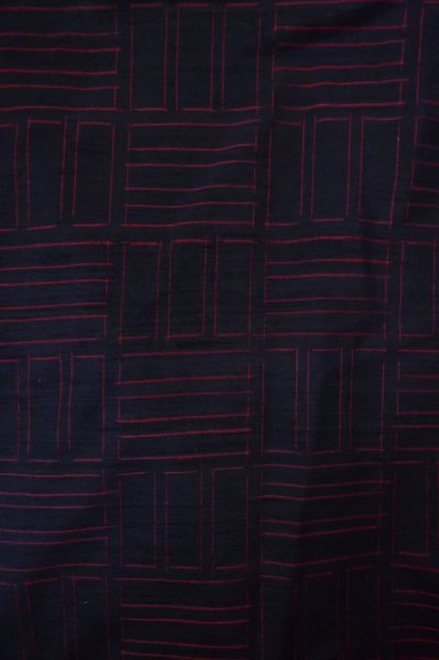 Photo3: Mint P0818M Vintage Japanese kimono Navy Blue TSUMUGI pongee for women / Silk. Quadrangle (Grade A) (3)