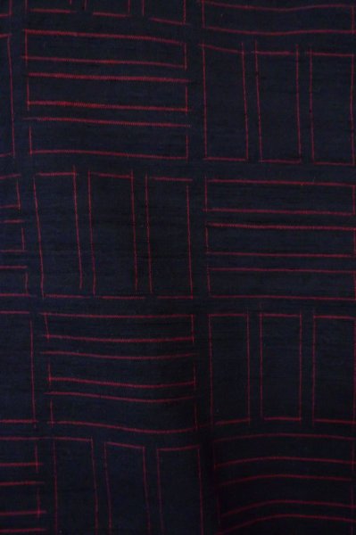 Photo5: Mint P0818M Vintage Japanese kimono Navy Blue TSUMUGI pongee for women / Silk. Quadrangle (Grade A) (5)