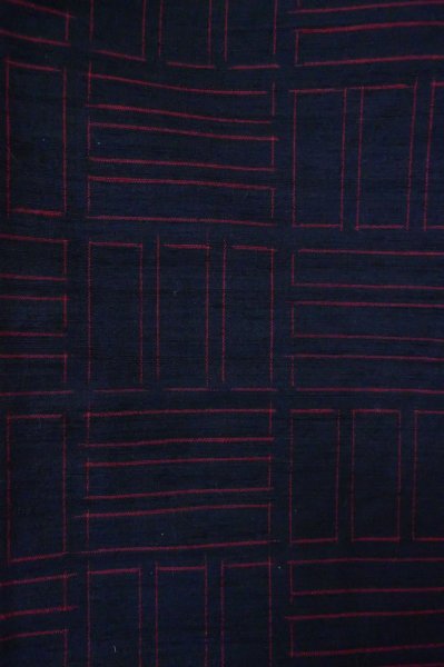 Photo7: Mint P0818M Vintage Japanese kimono Navy Blue TSUMUGI pongee for women / Silk. Quadrangle (Grade A) (7)