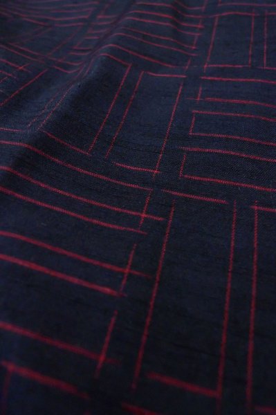 Photo8: Mint P0818M Vintage Japanese kimono Navy Blue TSUMUGI pongee for women / Silk. Quadrangle (Grade A) (8)