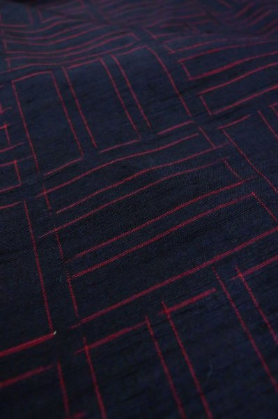 Photo10: Mint P0818M Vintage Japanese kimono Navy Blue TSUMUGI pongee for women / Silk. Quadrangle (Grade A) (10)