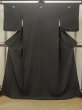 Photo1: P0819C Vintage Japanese kimono Black MONTSUKI crests for women / Silk. (Grade B) (1)