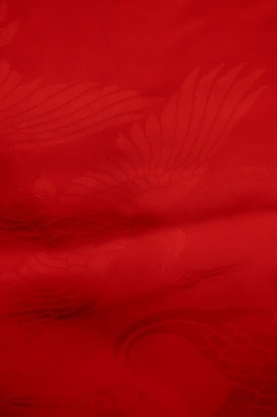 Photo7: P0901A Antique Japanese kimono Red JUBAN undergarment for women / Silk. (Grade C) (7)