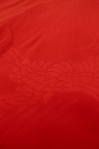 Photo8: P0901A Antique Japanese kimono Red JUBAN undergarment for women / Silk. (Grade C) (8)
