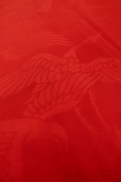 Photo10: P0901A Antique Japanese kimono Red JUBAN undergarment for women / Silk. (Grade C) (10)