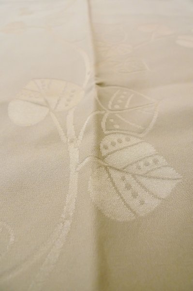 Photo9: Mint P0901F Vintage Japanese kimono Pale Grayish Brown JUBAN undergarment for women / Silk. (Grade A) (9)