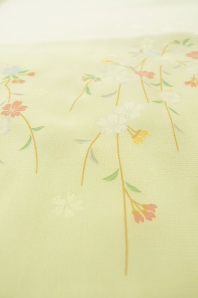 Photo8: P0901I Vintage Japanese kimono Light Teal JUBAN undergarment for women / Silk. SAKURA cherry blossom (Grade B) (8)