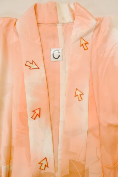 Photo16: P0901K Vintage Japanese kimono Pale Coral JUBAN undergarment for women / Silk. (Grade C) (16)