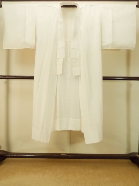 Photo1: P0901L Vintage Japanese kimono White JUBAN undergarment for women / Silk., There is and impression of use. (Grade C) (1)