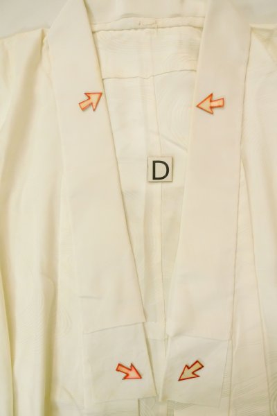 Photo17: P0901L Vintage Japanese kimono White JUBAN undergarment for women / Silk., There is and impression of use. (Grade C) (17)