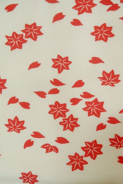 Photo5: Mint P0901M Vintage Japanese kimono White JUBAN undergarment for women / Silk. MOMIJI maple leaf (Grade A) (5)