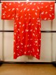 Photo2: P0901Q Vintage Japanese kimono Vivid Red JUBAN undergarment for women / Synthetic. TSUDUMI hand drum (Grade C) (2)