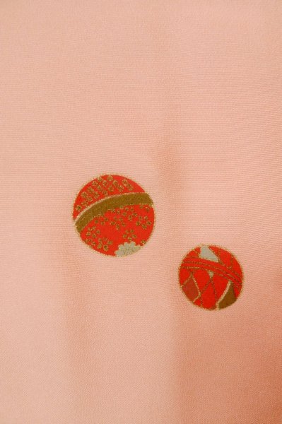 Photo5: Mint P0901T Vintage Japanese kimono Pale Pink JUBAN undergarment for women / Silk., Japanese traditional ball pattern (Grade A) (5)